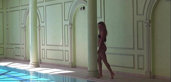  Mary Kalisy Russian Pornstar swims naked in the pool